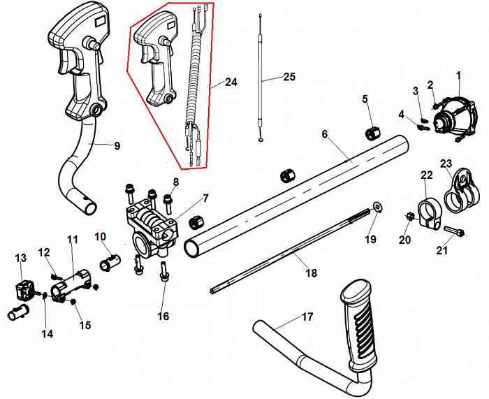 3 ВАЛ - ШТАНГА -ТОРОС ГАЗА  ТРИММЕР CHAMPION Т445-2