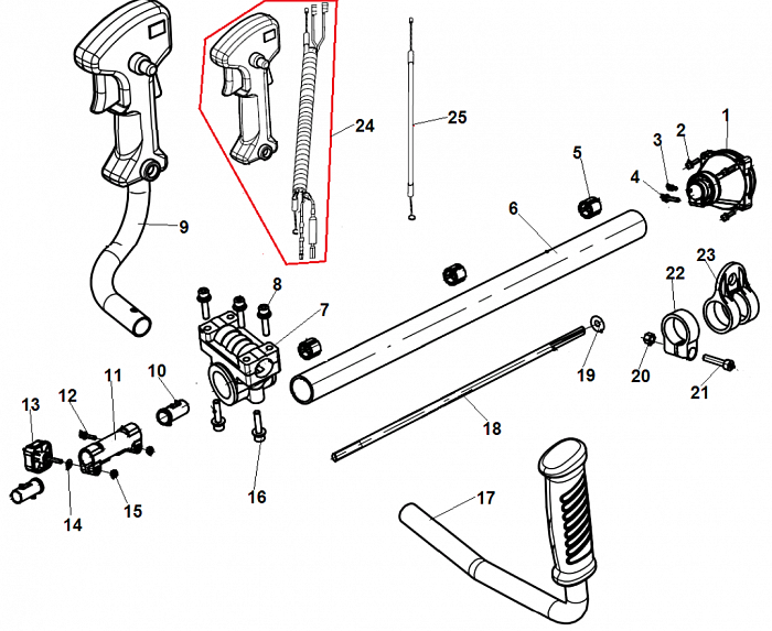3 ВАЛ - ШТАНГА -ТОРОС ГАЗА  ТРИММЕР CHAMPION Т525