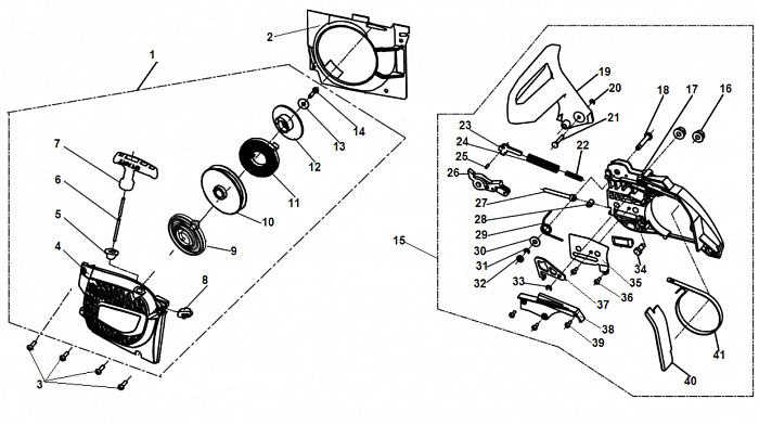 4 СТАРТЕР - ТОРМОЗ ЦЕПИ БЕНЗОПИЛА CHAMPION 245