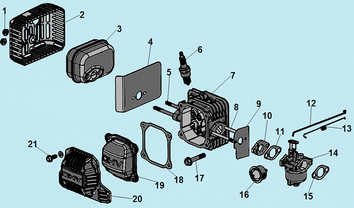 7 ГОЛОВКА БЛОКА ГАЗОНОКОСИЛКА CHAMPION LM4215