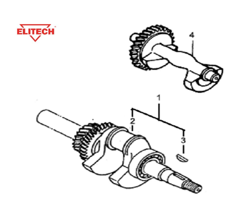 ЗАПЧАСТИ ДЛЯ МОТОПОМПЫ БЕНЗИНОВОЙ ELITECH МБ 1600 Д 100 (ВАЛ КОЛЕНЧАТЫЙ)