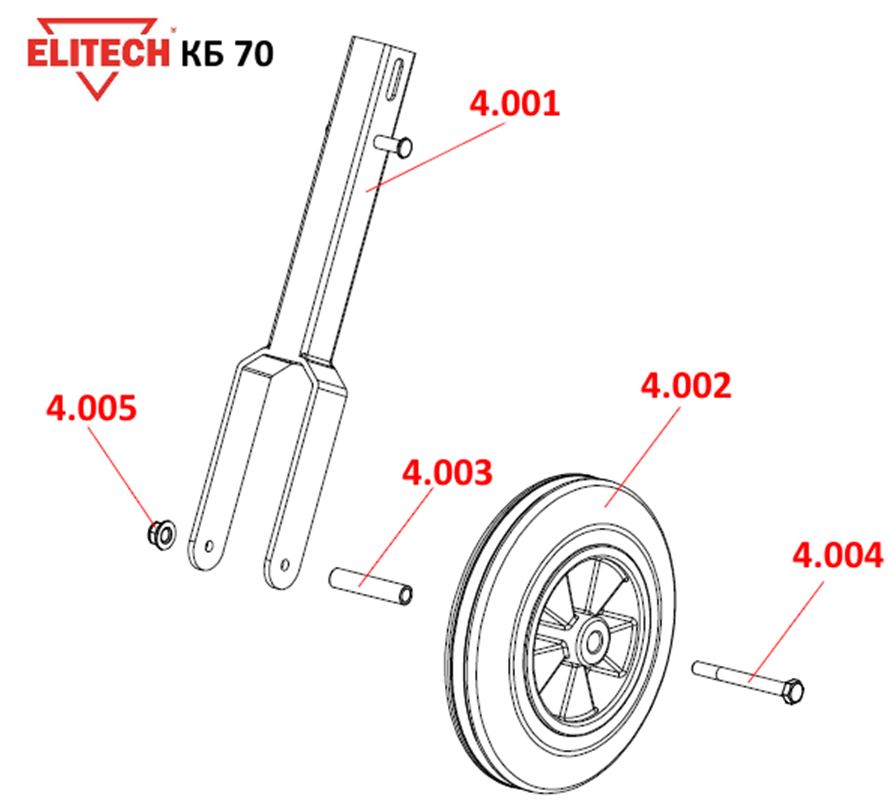 ЗАПЧАСТИ ДЛЯ КУЛЬТИВАТОРА БЕНЗИНОВОГО ELITECH КБ 70 (КОЛЕСО)