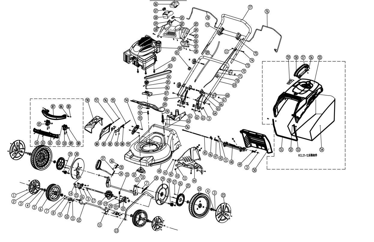 ЗАПЧАСТИ ДЛЯ ГАЗОНОКОСИЛКИ БЕНЗИНОВОЙ ELITECH К 6500DE (ОБЩАЯ)