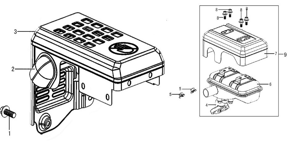 ЗАПЧАСТИ ДЛЯ ДВИГАТЕЛЯ LC170FDS (ГЛУШИТЕЛЬ)