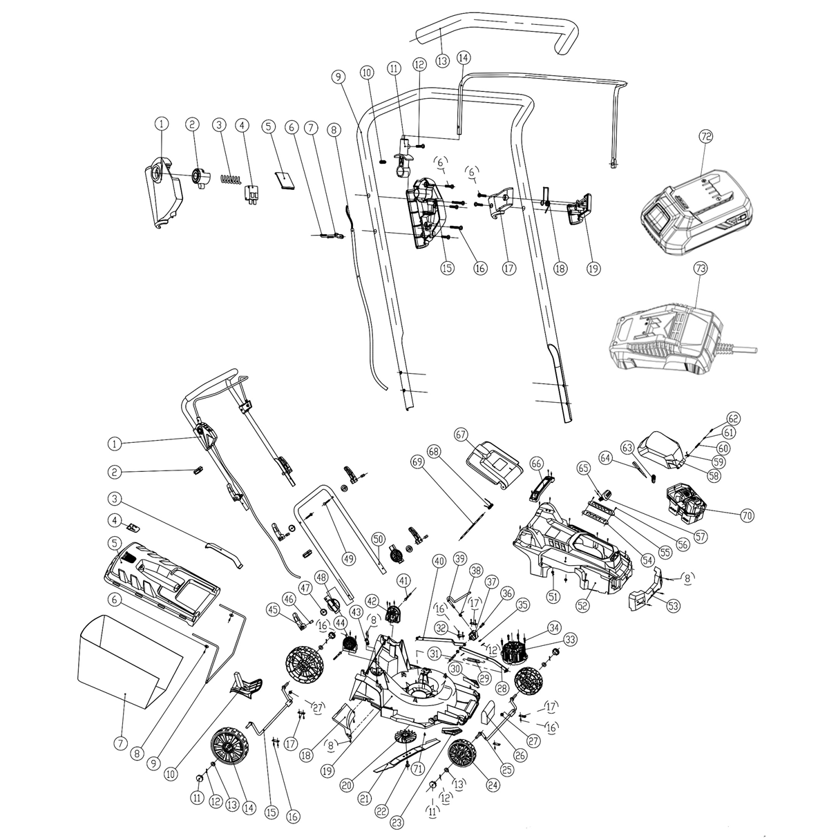 Бесщеточная газонокосилка, без АКБ ГКЛ-3736