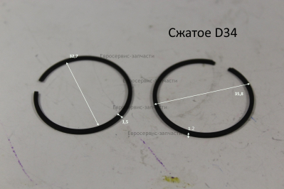 Кольца поршневые, 2шт. D34, Н1.2, 62034043. Т 26